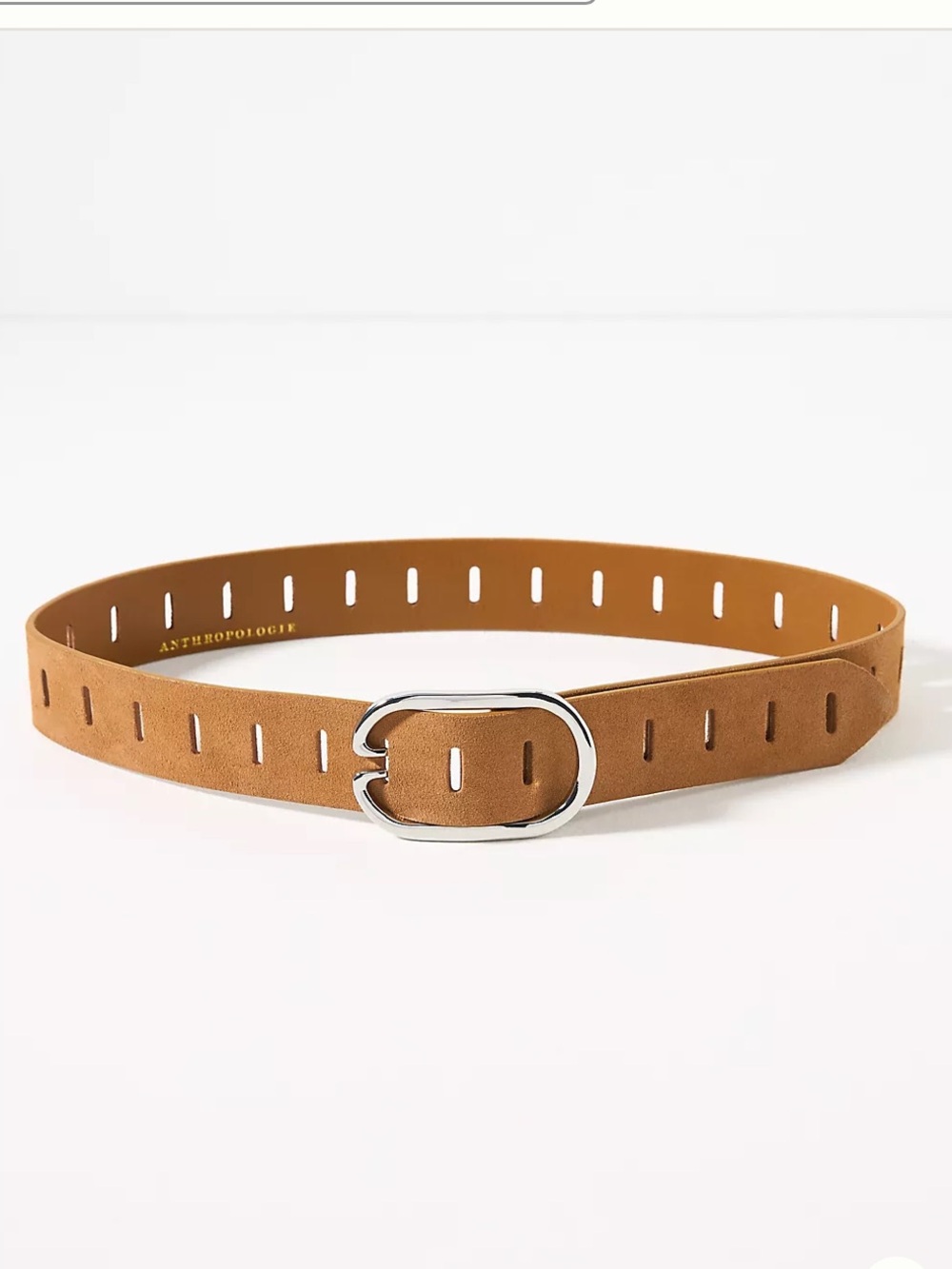 Anthropologie Adjustable Notch Belt Honey Suede Slotted Small NWT leather